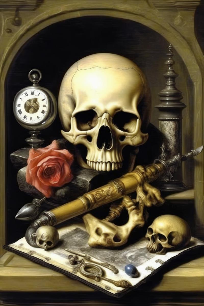 00043-2821982420-_lora_Pieter Claesz Style_1_Pieter Claesz Style - modern interpretation of a “Memento mori” remembering the viewer that life is.png